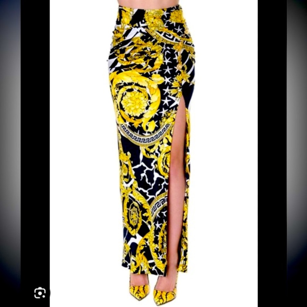 Versace Black and Gold Maxi Skirt